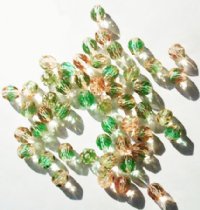 50 6mm Faceted TwoTone Pink & Green Firepolish Beads